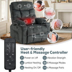 Oversized Dual Motor Lay Flat Power Lift Recliner Chair Set of 2 for Elderly with Massage and Heat, Textile Large Recliner Chair, Lift Chairs Recliner with Lumbar Pillow, Cup Holder, Grey