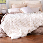 Ultra Soft Cozy Faux Fur Throw Blanket, Fuzzy Plush Thick Bubble Blanket by blunique