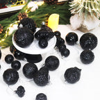 Christmas Ornaments Set with 36pcs Shatterproof Christmas Tree Decorations Multi-Size Christmas Ball Ornaments with 7 Styles Black