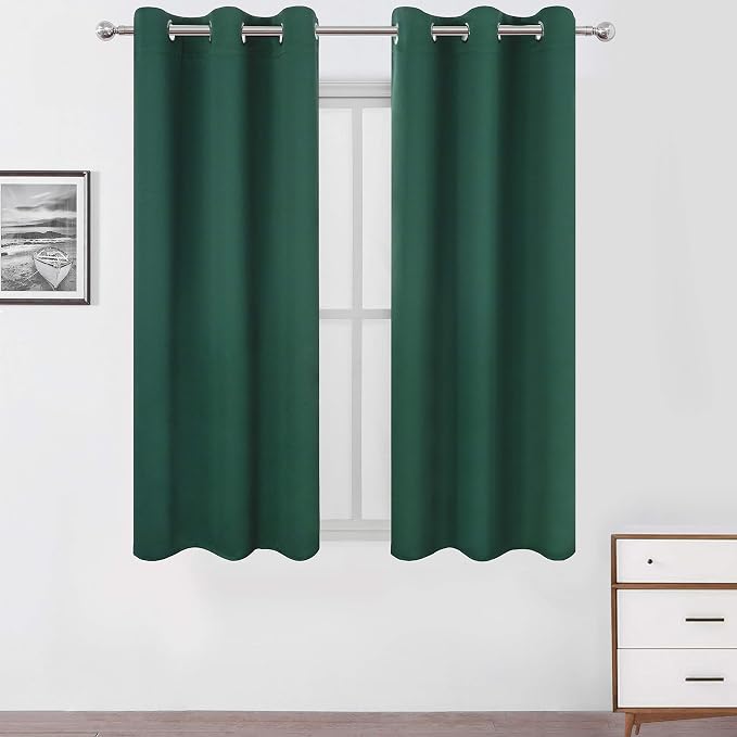 Green Blackout Curtains 34 x 63 Inch Length/Set of 2 Curtain Panels/Thermal by Lemomo