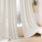 RYB HOME Farmhouse Boho Linen Sheer Curtains 90 inches Long - Image 5