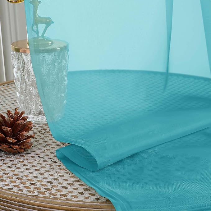 Sheer Turquoise Curtains 108 Inches Long - Image 7
