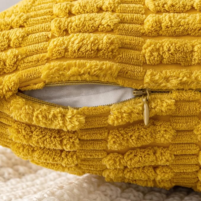 MIULEE Decorative Throw Pillow Covers 12x12 Mustard Yellow Pack of 2 | Soft - Image 3