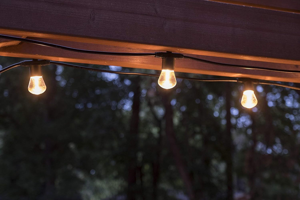 Enbrighten LED Bistro Outdoor String Lights, 48ft, 24 Shatter Resistant Lifetime Bulbs, 2200K Warm White, Weather Resistant, Indoor/Outdoor, Commercial Grade, Perfect for Backyard, Porch, Patio, 38357
