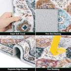 HEBE Hallway Runner Rug 2'x6', Washable Non Slip Kitchen Rug Runner | Soft Boho - Image 5