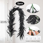 RECUTMS 2pcs Black Garland Artificial Hanging Plants 6 FT Boston Faux Ferns Garland Halloween Thanksgiving Party Outdoor Indoor Decor for Home
