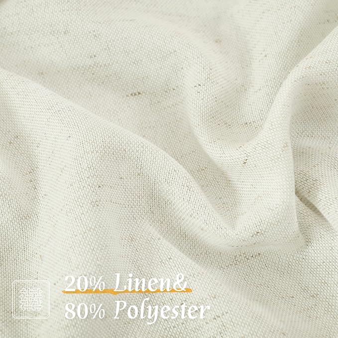 Semi Sheer Cream Linen Curtains 54 Inch Length - Image 2