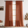 Extra Long Linen Curtains 108 Inches Long 2 Panel Set Back Tab Terracotta Boho by Nanspring