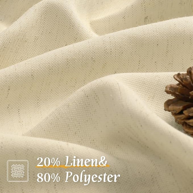 Beige Semi Sheer Linen Curtains 84 inches - Image 2