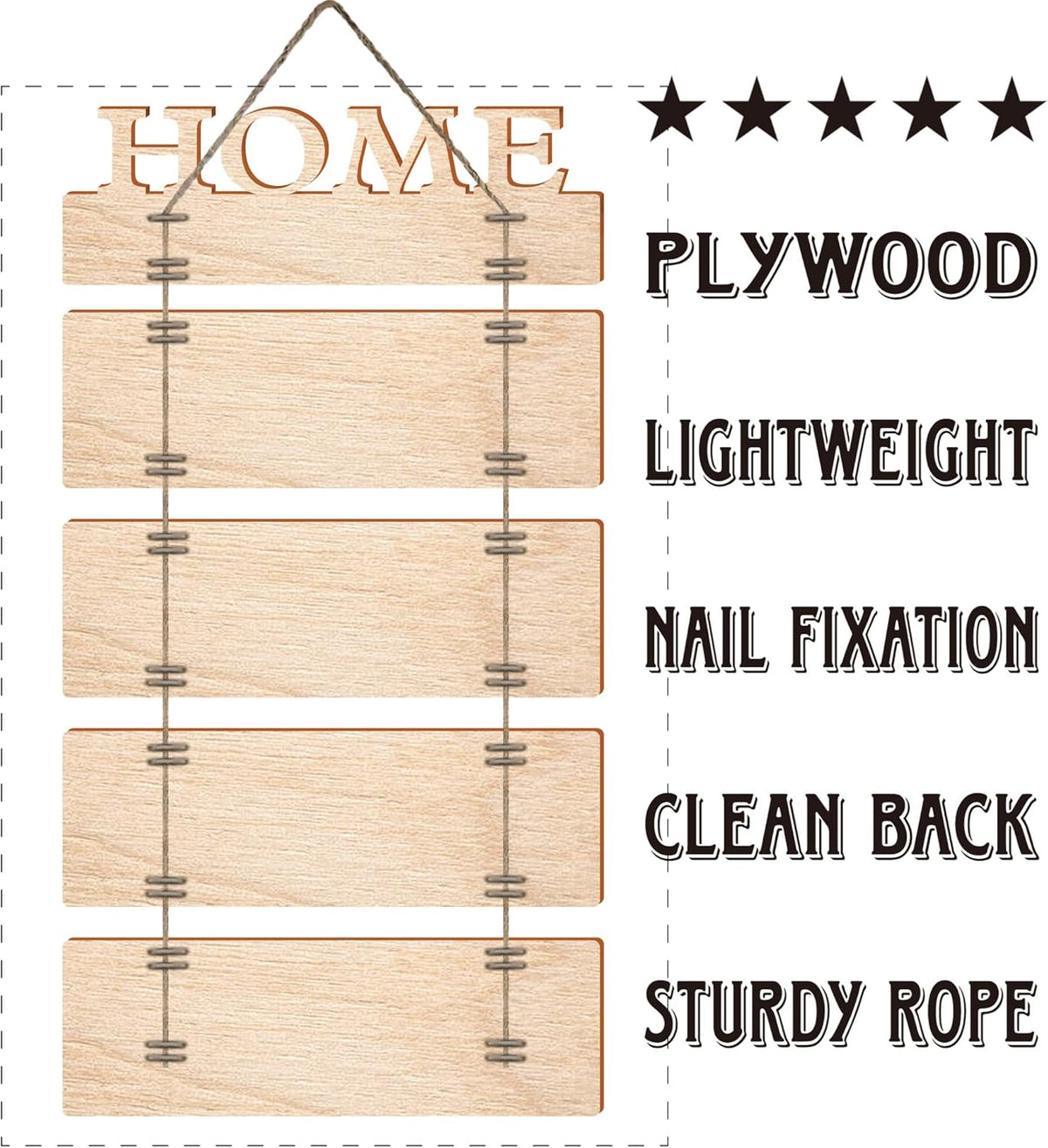 Wooden Collage Panels Home Affirmations Wall Sign- Wall Plaques for Living Room,Bedroom,Dining Room,Bathroom - Multicolor Rustic Family Farmhouse Wall Decor 5pcs
