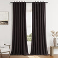 Cocoa Coffee 100% Blackout Linen Curtains 120 Inch Length 2 Panels Set by Guken