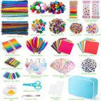 Sundaymot Arts and Crafts Supplies for Kids, 2000+Pcs DIY Craft Kits, Ages 6-10, Unisex, Multicolor, Modern, Includes Oxford Cloth Bag, Safetu Scissors