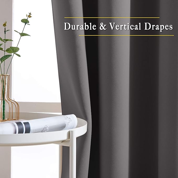 NICETOWN Grey Bedroom Blackout 90 inch Curtains - Image 5