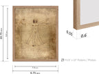Poster Master Classic Leonardo Da Vinci Poster - Vintage Renaissance Print - Gift for Artist, Friend - Vitruvian Man, Proportion, Symmetry, Human Body - Wall Decor for Office, 8x10 Beige Framed