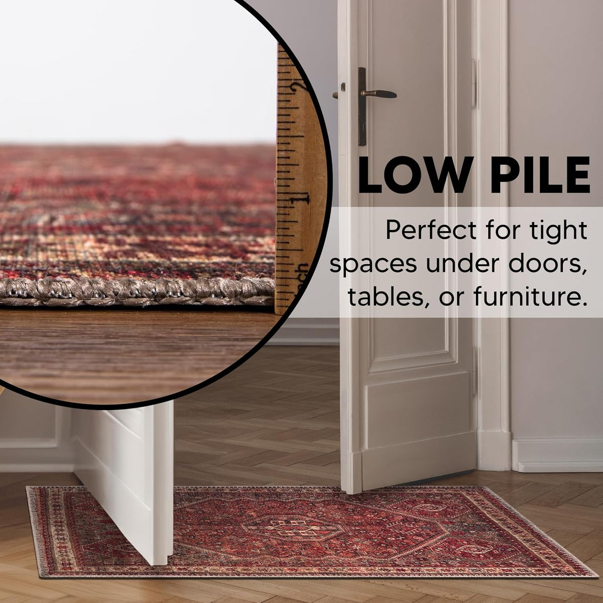 Keen Home Design 2x3 Rug - Machine Washable Entry Rug with Non-Slip Backing, Ideal for Enteryway, Kitchen, Bathroom, Laundry Room - Vintage, Easy Clean, Durable, Low Pile Rug - (2' x 3')