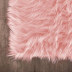 Latepis Pink Faux Fur 7'10"x9'10" Area Rug, Soft Plush Faux Fur Sheepskin Rugs - Image 5