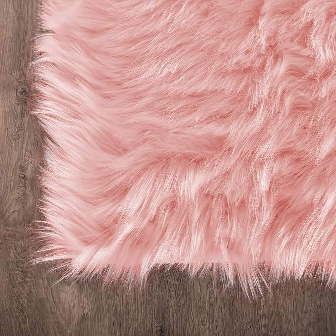 Latepis Pink Rugs for Bedroom Girls Round Rugs 8ft Large Area Fluffy Circle - Image 5