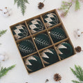4inch Velvet Ornaments for Christmas Tree, 9PCS Glitter Flocked Christmas Ornaments Decorations Balls Set Decor Green