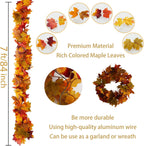 Anna's Whimsy 3 Pcs 21FT【Upgrade Length】 Thanks Garlands, Artificial Maple Garland, Hanging Vine Garland Artificial Autumn Vines for Home Wedding Fireplace Party Thanksgiving Decor