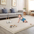 Baby Play Mat for Floor Tummy Time Mat Nursery Rug Muscle Mat Area Rug Playroom Rug Tatami Mat 6'7"x6'7" Memory Foam 1.3" Thick Crawling Mat for Babies,Toddlers, Infants, Kids,Floor Mat(Beige)