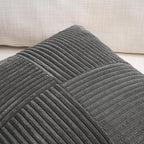 Fancy Homi 2 Packs Dark Gray Long Lumbar Decorative Throw Pillow Covers 16x24 Inch for Couch Bed Sofa, Rustic Farmhouse Boho Home Decor, Soft Striped Corduroy Rectangle Accent Cushion Case 40x60 cm
