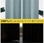 NICETOWN Skylark Blue Full Blackout Back Tab Linen Curtains - Image 3