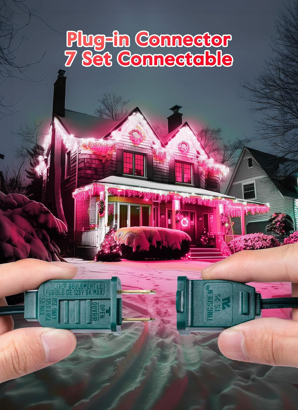 Minetom C9 Christmas String Lights, 100 Ft LED Commercial Outdoor Christmas Lights with 100 Pink and Pure White C9 Bulbs, Waterproof Connectable UL Certified for Indoor Roofline Backyard Xmas Decor
