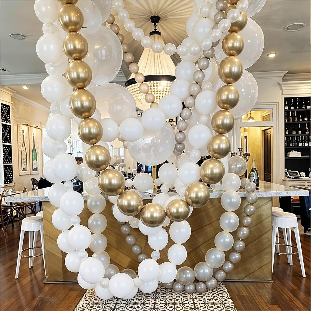 White Quick Link Balloons - 100PCS Linking Balloons for Wedding, Birthday, Baby Shower, Engagement, Graduation Party Decorations (10inch)