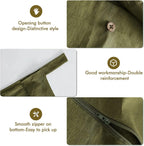Linen Hanging Laundry Bag, 100% Linen Over The Door Laundry Hamper with Buttons and Zipper, Space Saving Door Hampers for Laundry Dirty Clothes Home Travel, Green