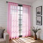 SpaceDresser Check Sheer Curtains 90 Inches 2 Panels Set, Rod Pocket Plaid - Image 4