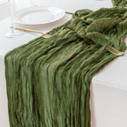 Sioloc 5 Pack Moss Green Cheesecloth Table Runner Fall Autumn Decor for Home 10ft Table Cloth for Tea Wedding Birthday Party Baby Bridal Shower Halloween Thanksgiving