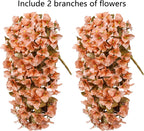 Bougainvillea Artificial Flowers Plants for Outdoors Outside Fall Autumn Decoration, 2 pcs Faux Silk Long Trailing Vines UV Resistant Look Real Brown Fake Flowers for Front Door Porch Planter Urn Yard