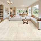 10x12 Area Rugs Living Room: Bedroom Washable Carpet Retro Beige | Large by Luxturiy