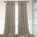 Pitalk Back Tab Linen Curtains 96 inches Long 2 Panels Set by Pitalk