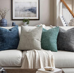 MIULEE Chenille Textured Throw Pillow Covers Blue Ashes 20x20 Set of 2 | Slubby - Image 5