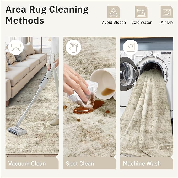Soalmost Abstract Runner Rug 2x8 Hallway Kitchen Runners Beige/Gray | Vintage - Image 9
