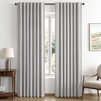 MIULEE 100% Blackout Linen Curtains 42 x 90 Inch Greyish White 2 Panels | by MIULEE