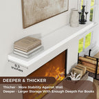 Floating Shelves for Wall, Large Wall Mounted Shelves with Invisible Brackets, Long Wood Floating Shelf for Living Room, Bedroom, Kitchen, (White, 55" W x 9" D x 1.5" H)