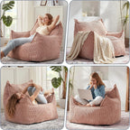 Giant Bean Bag Chair Sofa for Adults Teens, Comfy Corduroy Large Bean Bag Chairs with Armrests for Bedroom Living Room, Adult BeanBag Lazy Sofa Couch Chairs with Filler Included