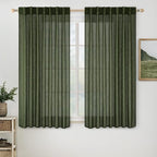 MIULEE Olive Green Linen Curtains 52x54 Inch Length 2 Panels by MIULEE