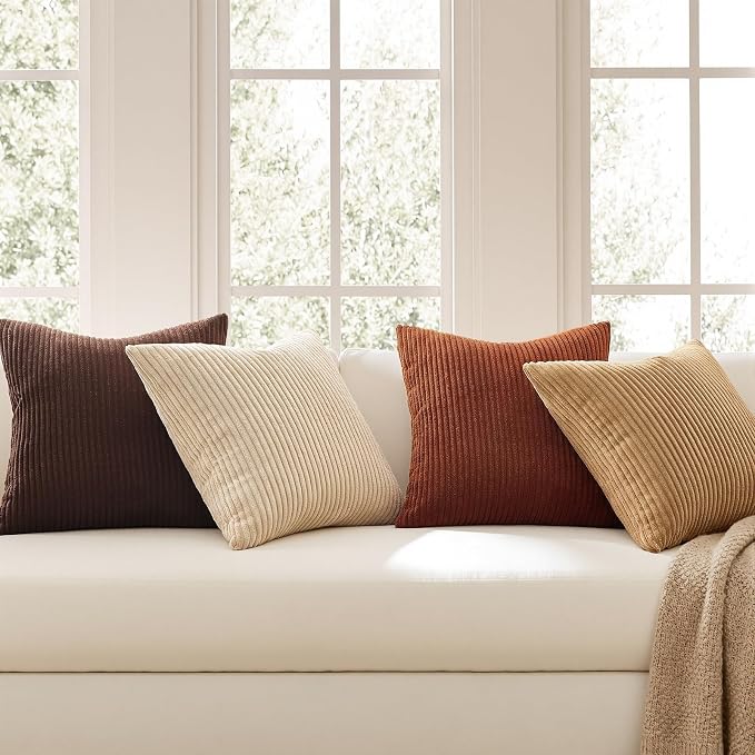 Topfinel 20x20 Decorative Pillow Covers Set of 4 Rustic Modern Soft Corduroy - Image 2