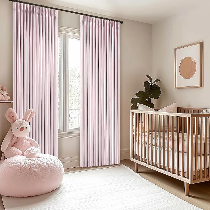 Light Pink Pinch Pleated Linen Blackout Curtains 90 Inches Long - Image 7