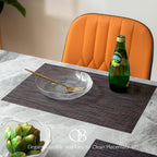 Placemats Set of 4 - Easy Clean Woven Vinyl Placemats for Dining Table, Indoor/Outdoor Place Mats, Washable PVC Table Mats（Black/Brown）