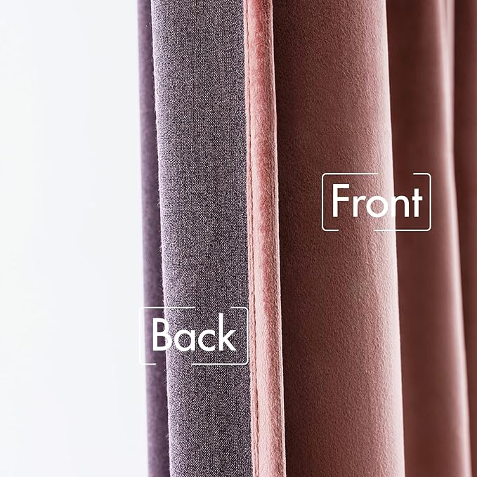 MIULEE Velvet Blackout Curtains 52x84 inches 2 Panels Dusty Rose Pink | Luxury - Image 6