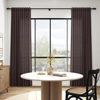 Cocoa Coffee Curtains 102 Inches Long, Back Tab Linen Blend Light Filtering - Image 6