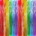 GOER 3.2 ft x 8.2 ft Metallic Tinsel Foil Fringe Curtains Party Photo Backdrop Party Streamers for Birthday,Graduation,New Year Eve Decorations Wedding Decor (4 Packs,Rainbow Colors)