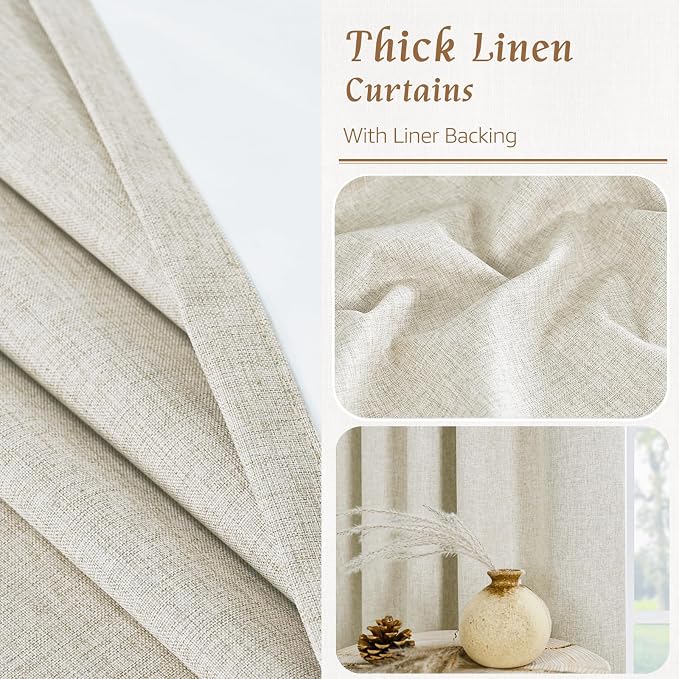 100% Blackout Linen Curtains 45 Inch Length - Image 8