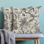 CXMEIFLY Spring Floral Birds Pillow Covers 20 x 20 Inch Set of 2 for Chinoiserie Flowers Decor Throw Pillows Black and White Plant Outdoor Decorative Cushion Cases for Couch Bed Decorations