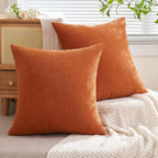 MIULEE Halloween Fall Burnt Orange Chenille Couch Pillow Covers, 18x18 | Set of - Image 4