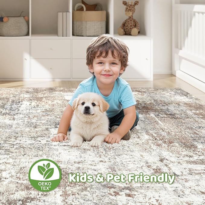 LOONGRUG 12x18 Area Rug Washable Large Neutral Modern Living Room Rugs | - Image 7